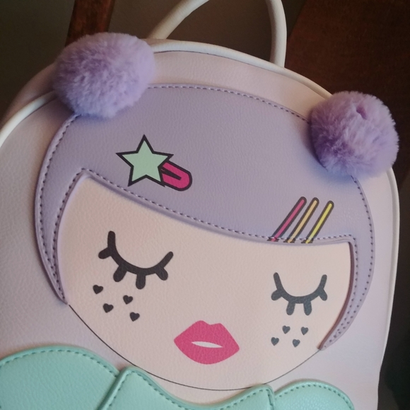 NEW | BETSEY JOHNSON | y2k zip pastel girl faux leather kawaii kitsch backpack main image 9